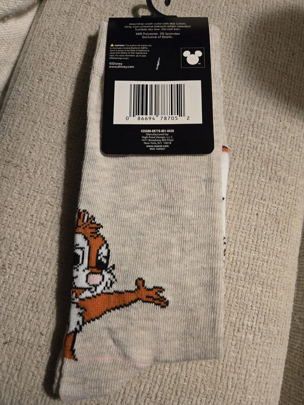 Disney Chip N Dale Chipmunk Rescue Rangers Crew Socks